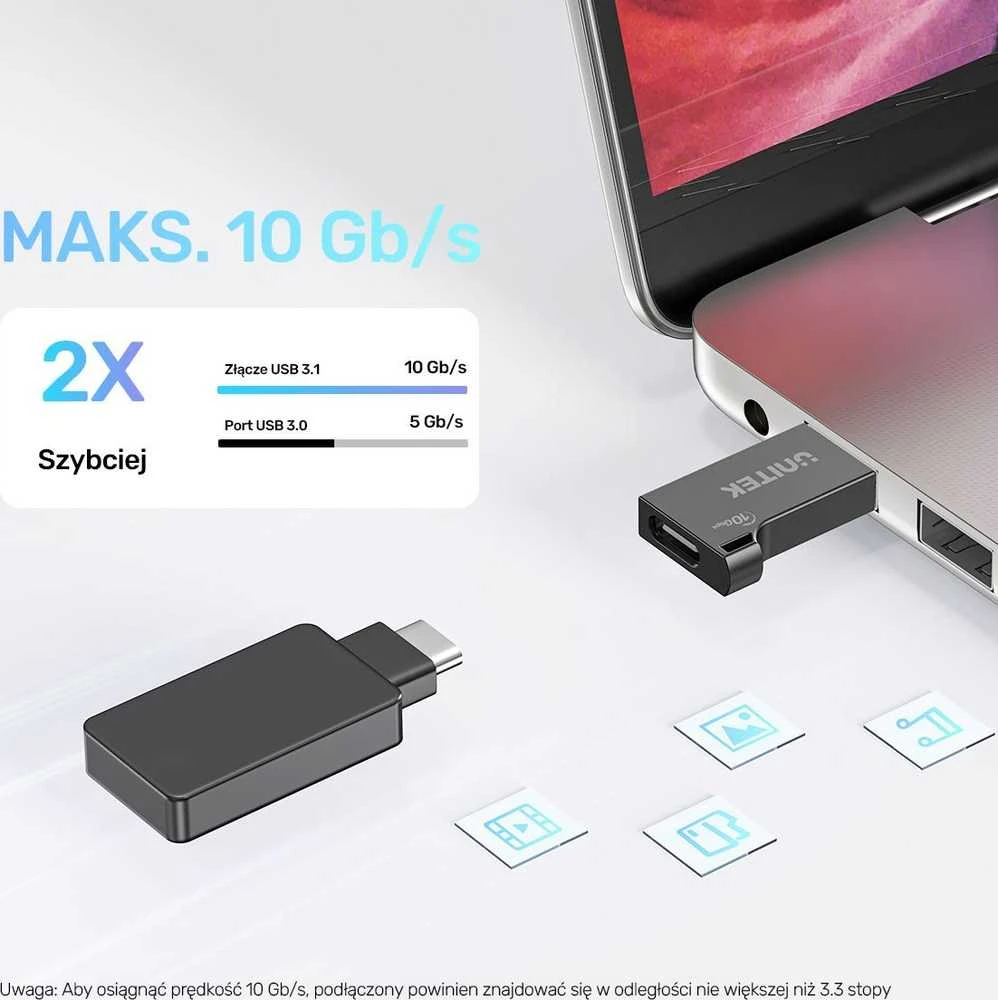 UNITEK ADAPTERIS USB-A - USB-C 10Gbps M/F