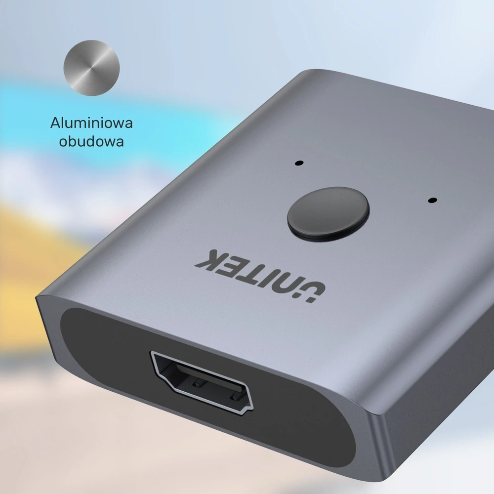 UNITEK V1127A Aliuminio HDMI 2.0 4K jungiklis 2-to-1 dvikryptis