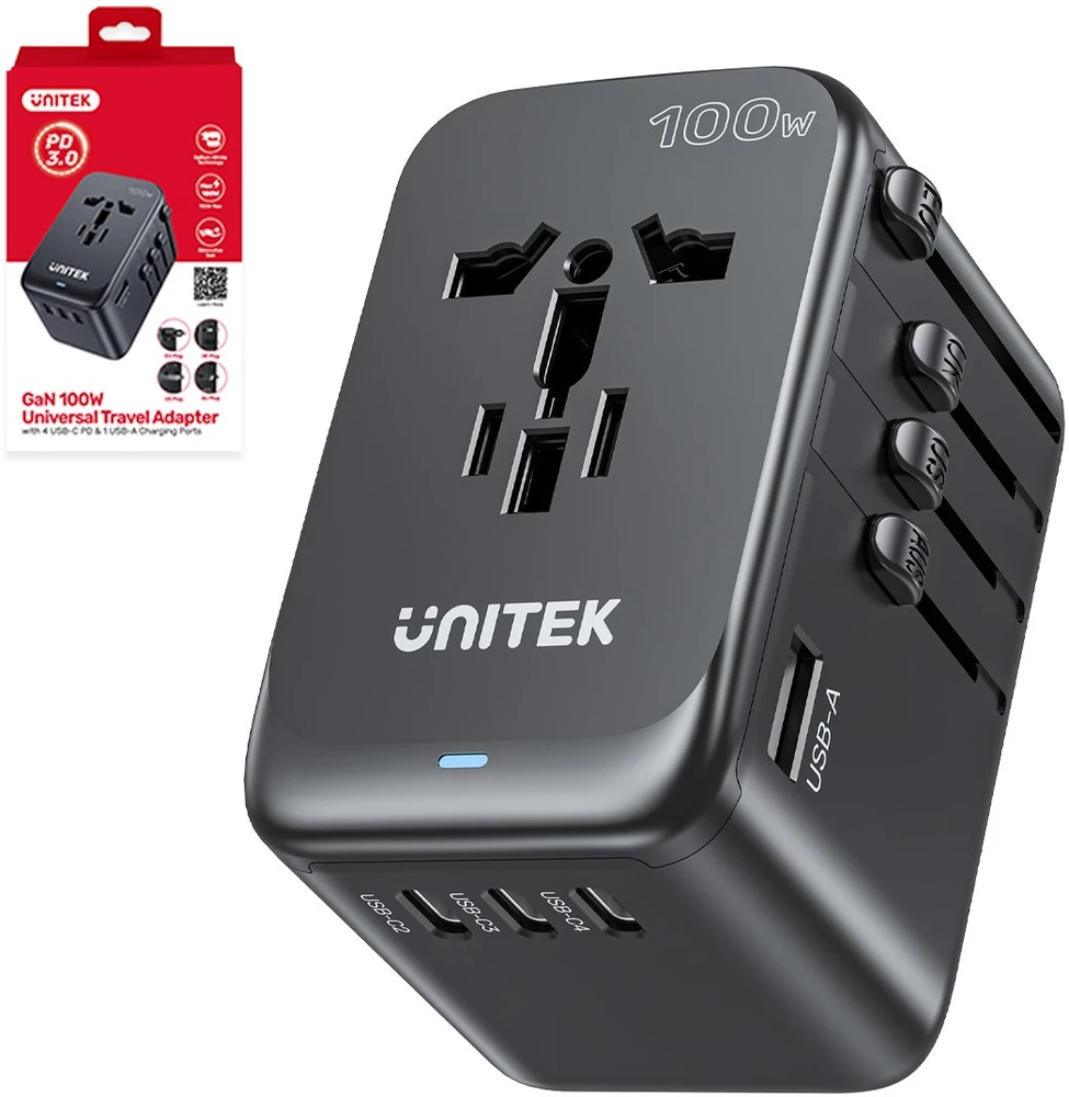 Unitek EU/US/UK/AUS PD 100W kelioninis įkroviklis