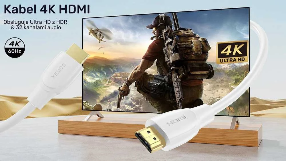 Unitek HDMI 2.0 4K kabelis baltas 1m