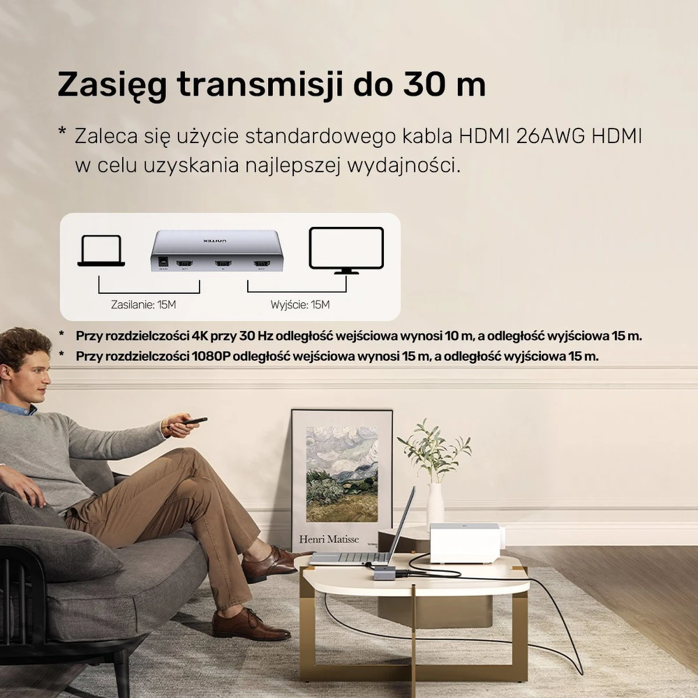 Unitek HDMI skirstytuvas 1 IN-2 OUT 4K
