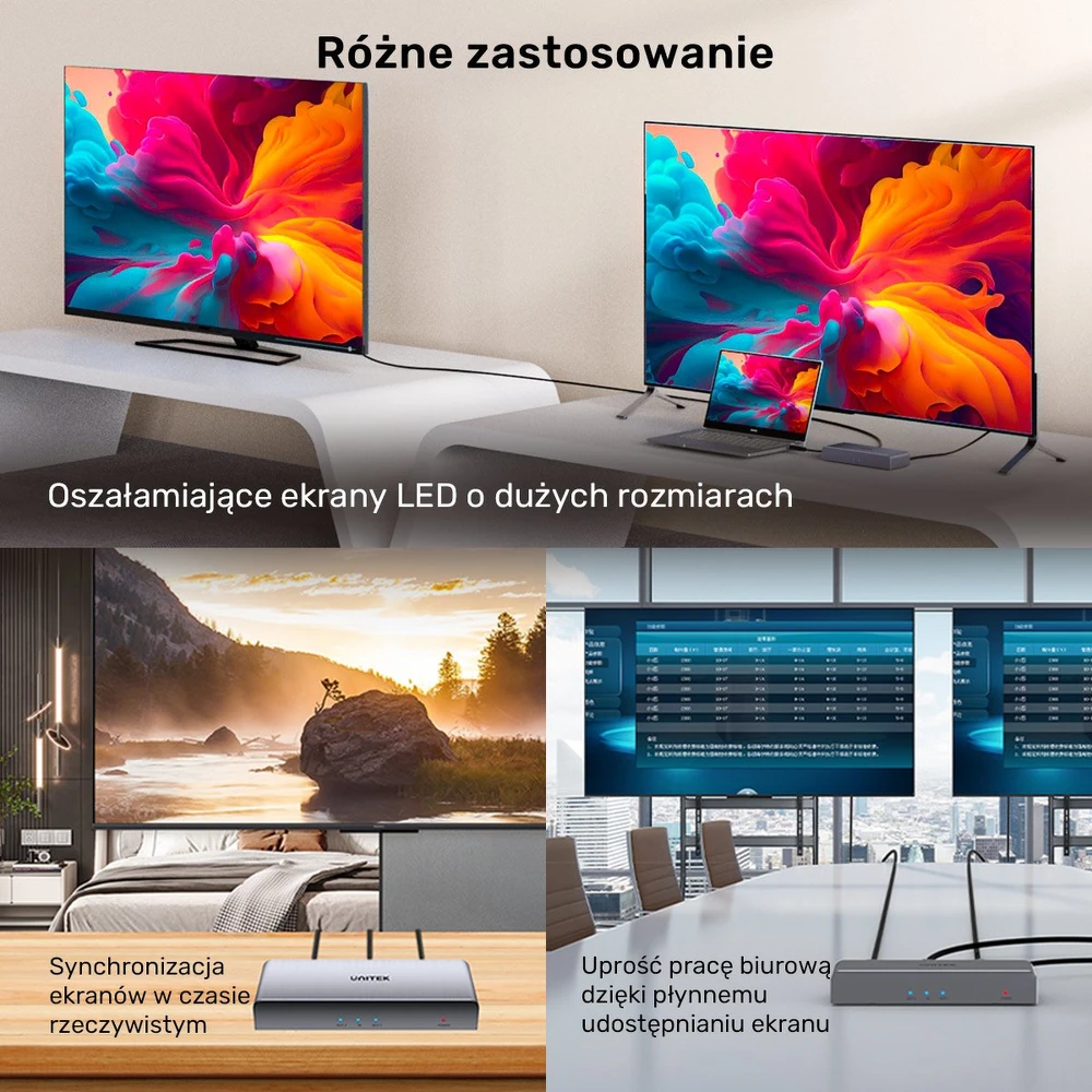 Unitek HDMI skirstytuvas 1 IN-2 OUT 4K