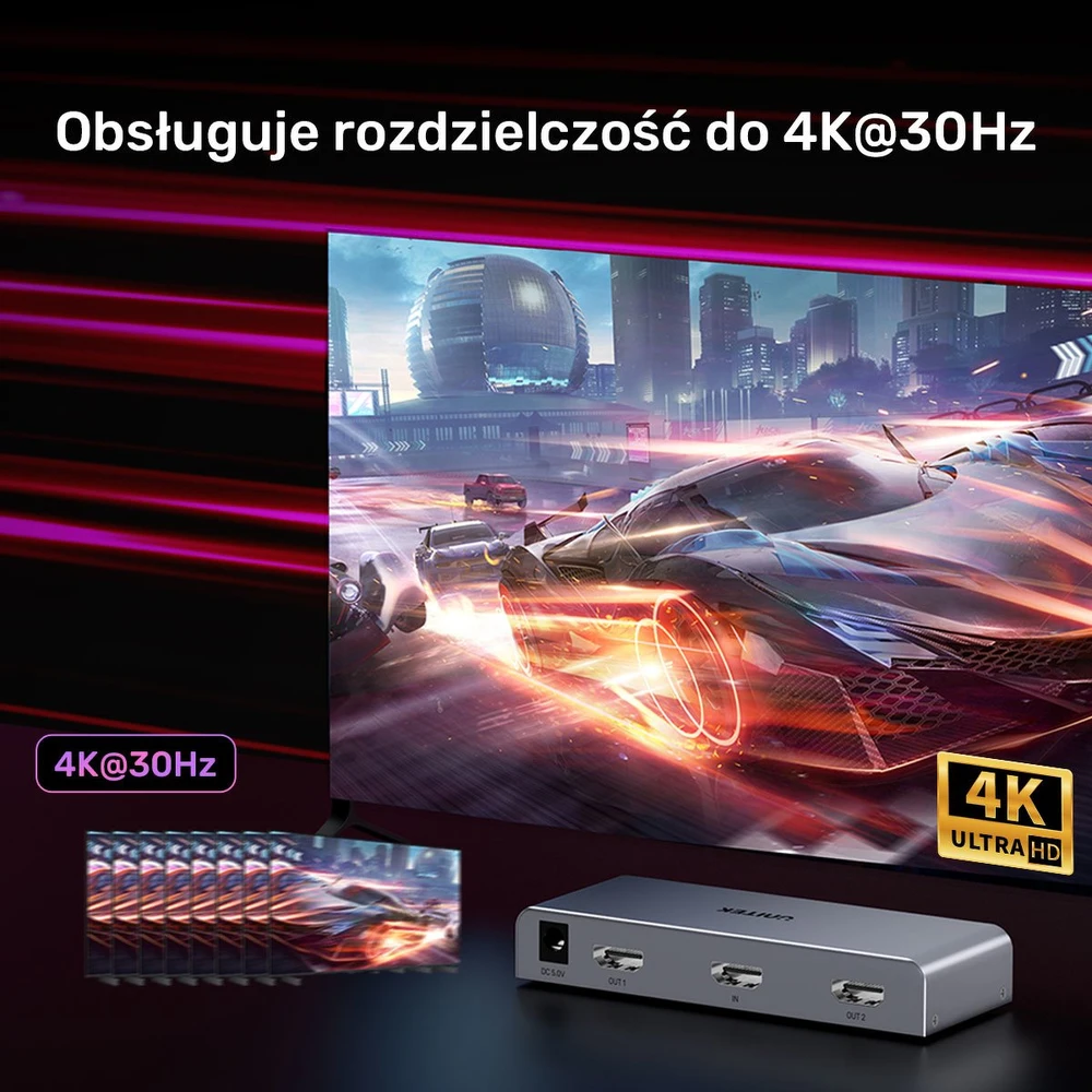 Unitek HDMI skirstytuvas 1 IN-2 OUT 4K