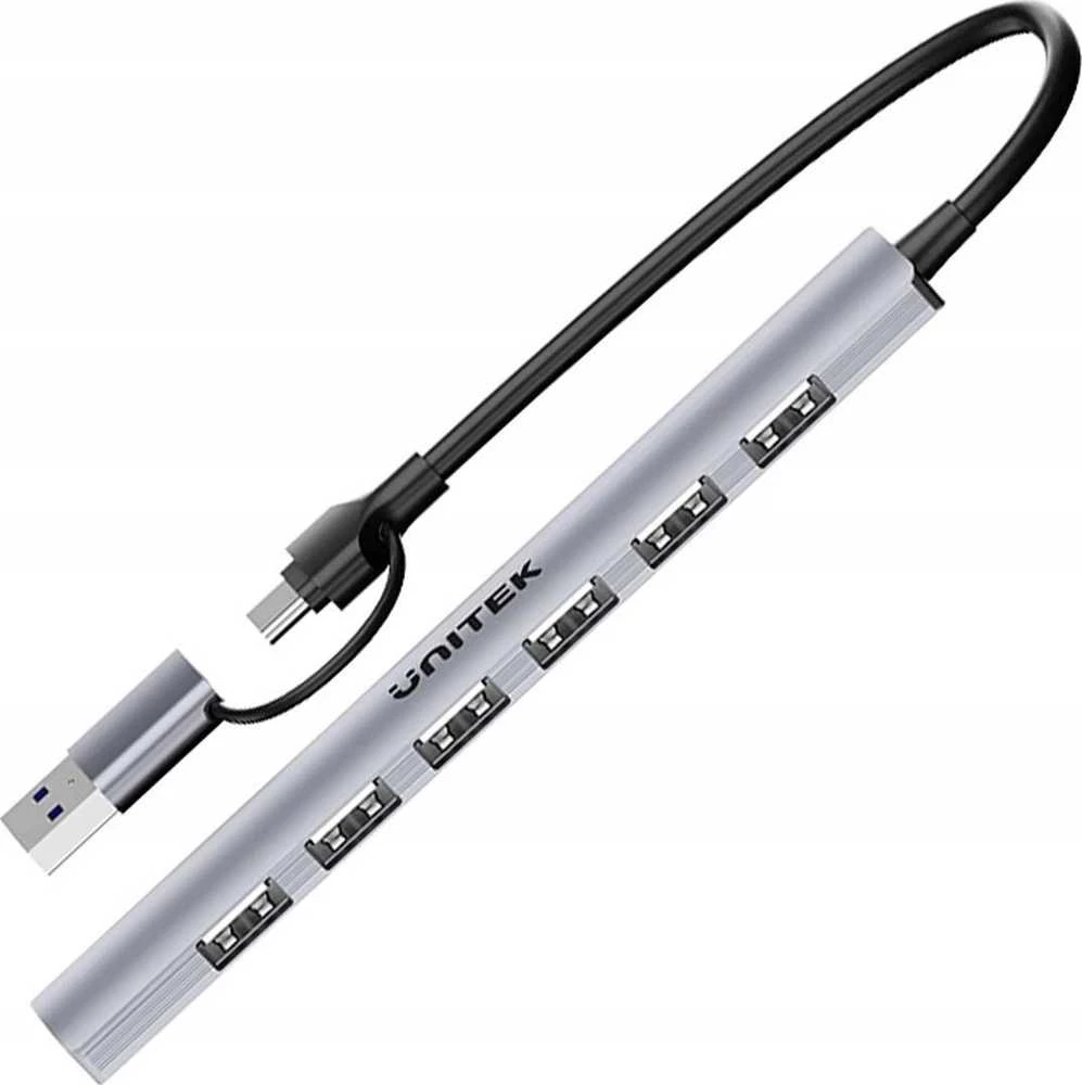 Unitek 7-in-1 USB šakotuvas su aliuminio korpusu