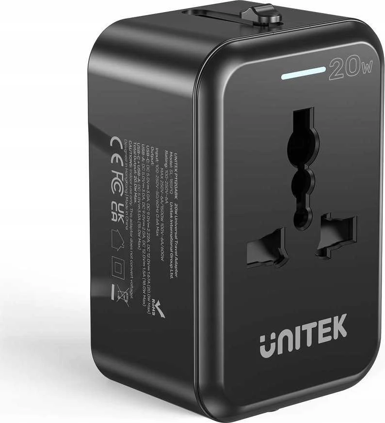 „Unitek“ kelioninis adapteris ES/JAV/JK/Australijos PD 20 W
