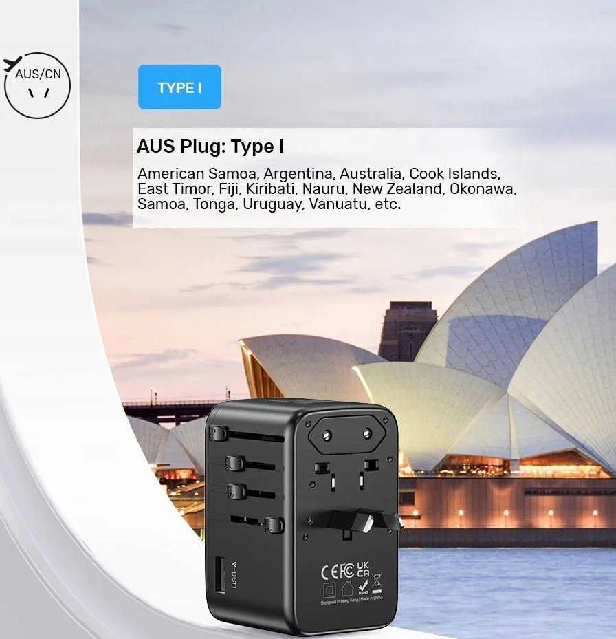 Unitek kelioninis adapteris EU/US/UK/AUS PD 65 W
