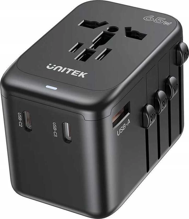 Unitek kelioninis adapteris EU/US/UK/AUS PD 65 W