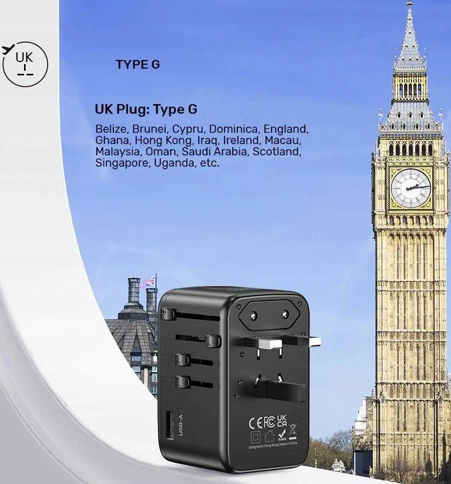Unitek adapteris su UK G tipo kištuku