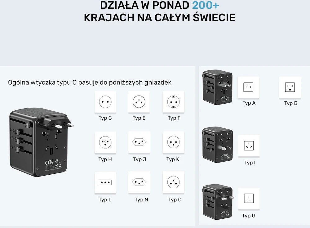 Unitek Įkroviklis podróży EU/US/UK/AUS PD 35 W
