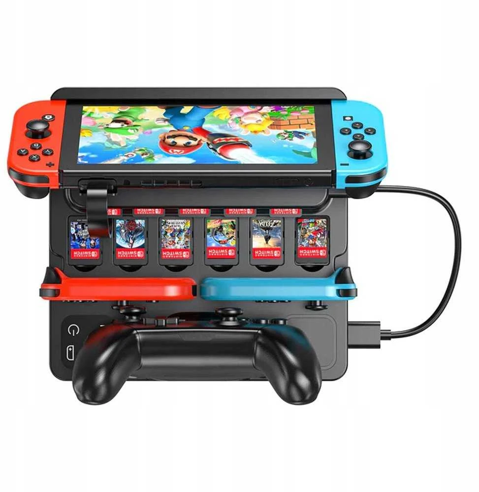 „Unitek“ įkrovimo stotelė „Switch“ konsolei su žaidimų kortelių skaitytuvu