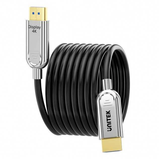 Unitek HDMI 2.0 AOC optinis kabelis 80 m su metalinėmis jungtimis