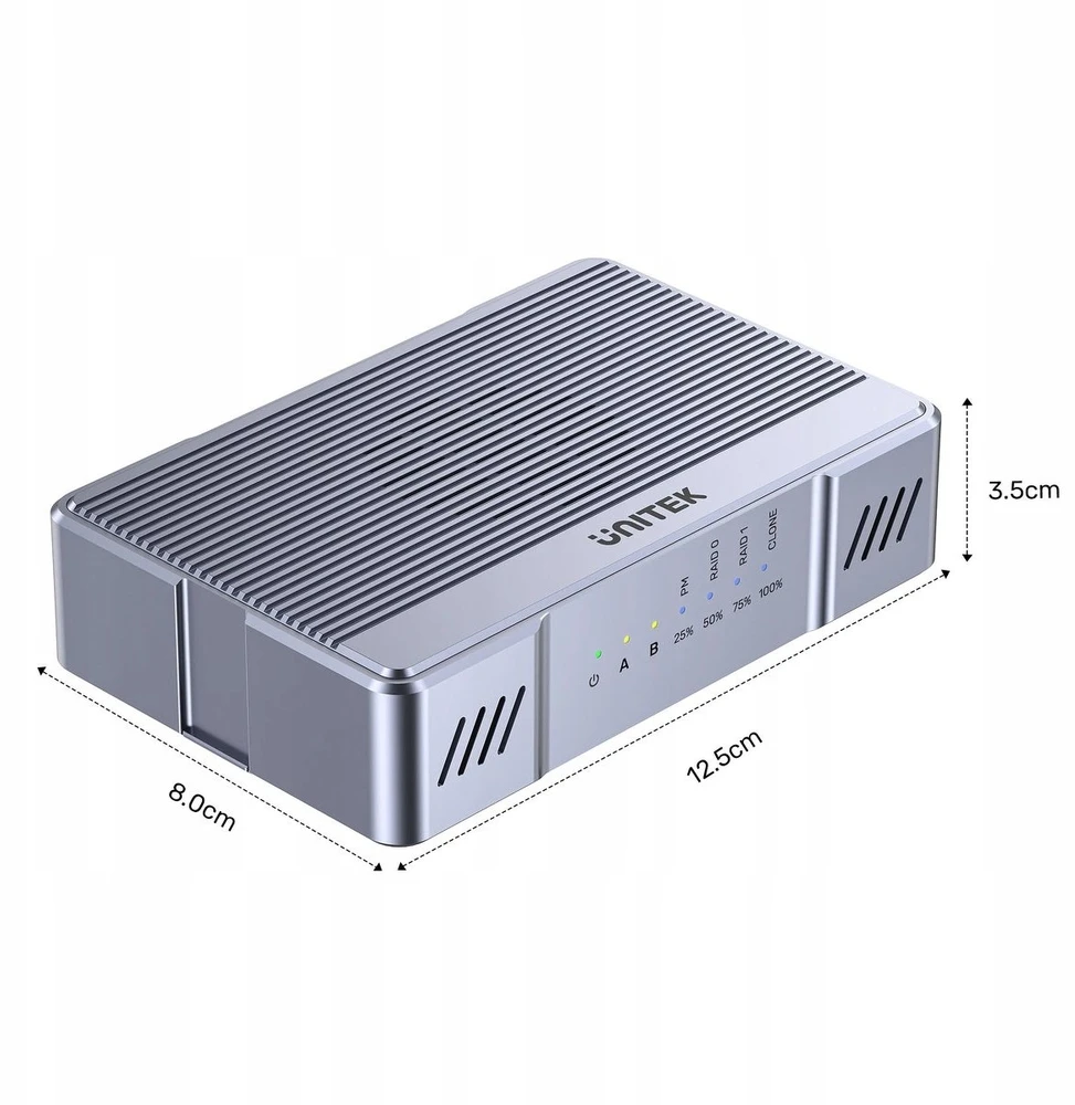 Unitek korpusas 2x M.2 20 Gb/s RAID0, RAID1 + klonavimas