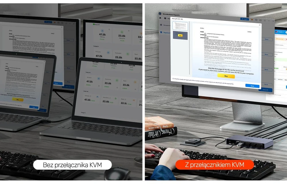 KOMUTATORIUS HDMI + USB KVM V1309AGY01-EU 4K UHD UNITEK