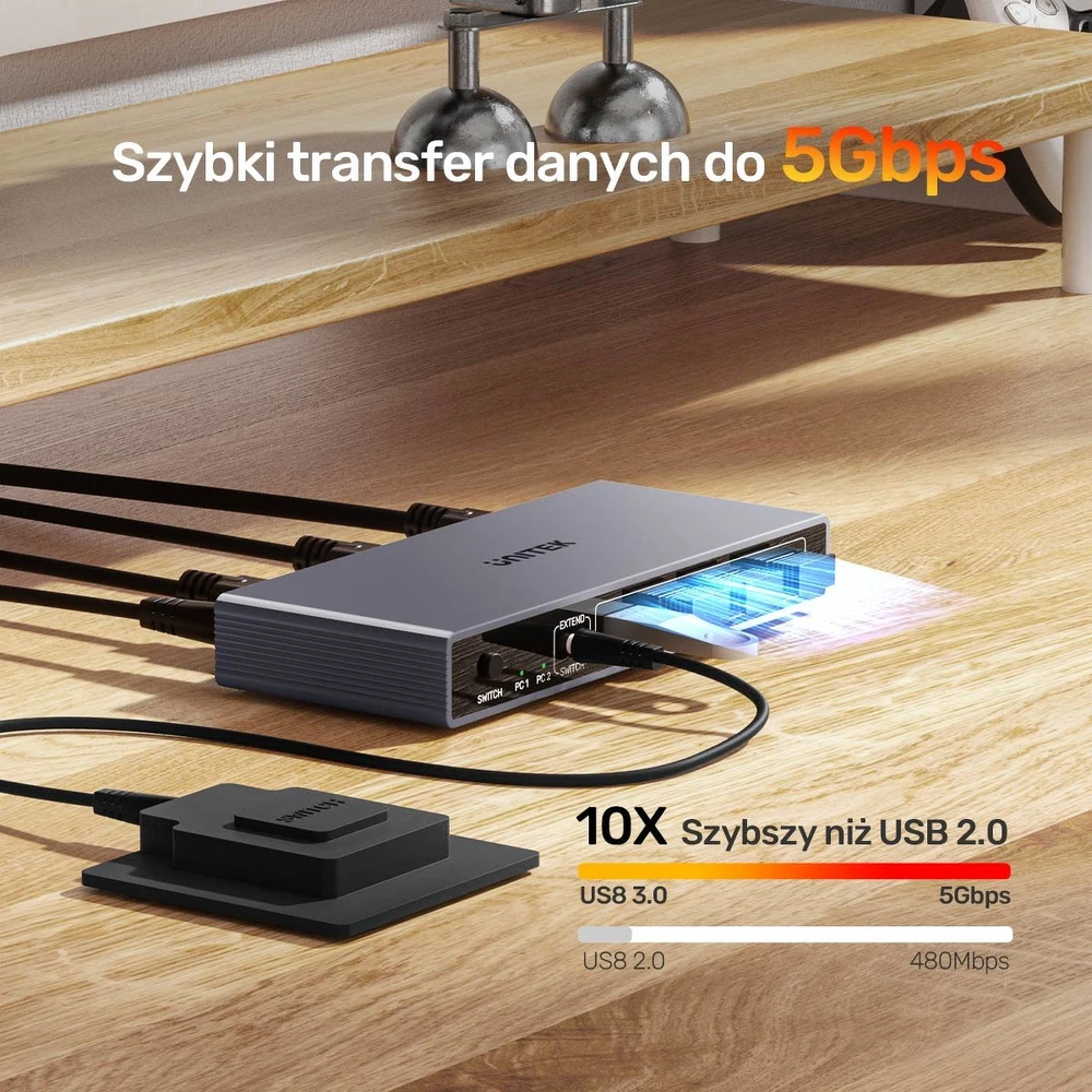KOMUTATORIUS HDMI + USB KVM V1309AGY01-EU 4K UHD UNITEK