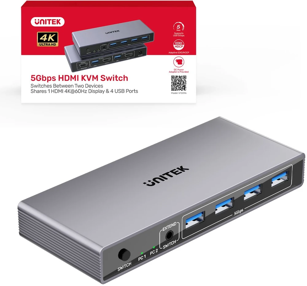 UNITEK V1310AGY01-EU KVM jungiklis Pilka