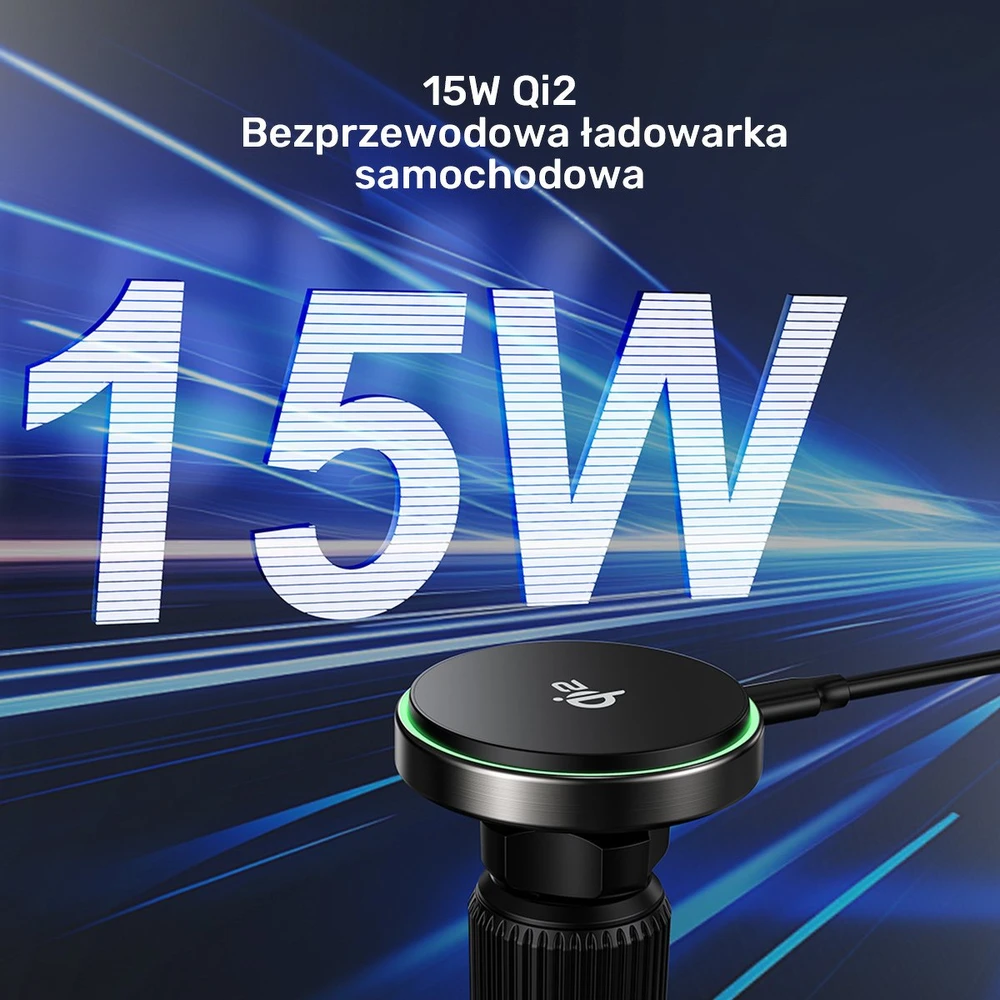 Laikiklis automobilinis Unitek 38W, Qi2