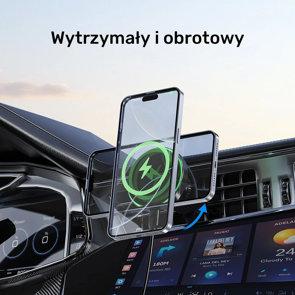 Laikiklis automobilinis Unitek 38W, Qi2
