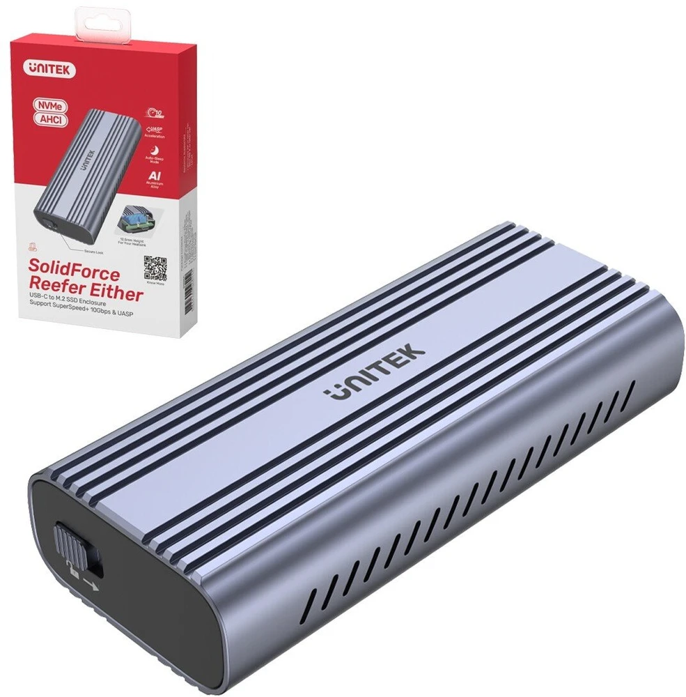 SSD Korpusas - UNITEK M.2 PCIe NVMe/SATA 10Gbps Pilkas