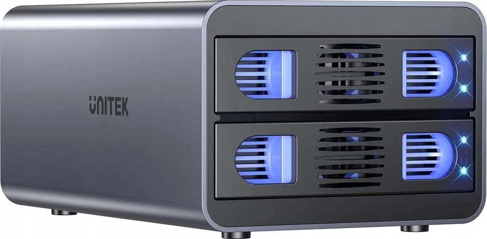 „Unitek“ RAID korpusas SATA diskams 2,5"/3,5" 4 režimai 40 TB USB C 10 Gb/s