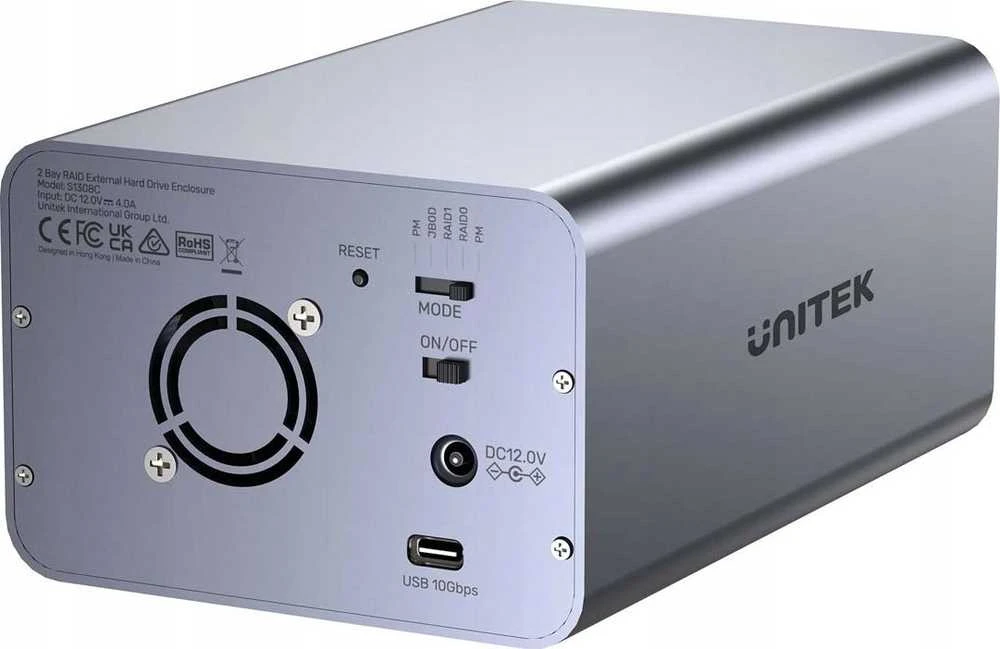 „Unitek“ RAID korpusas SATA diskams 2,5"/3,5" 4 režimai 40 TB USB C 10 Gb/s