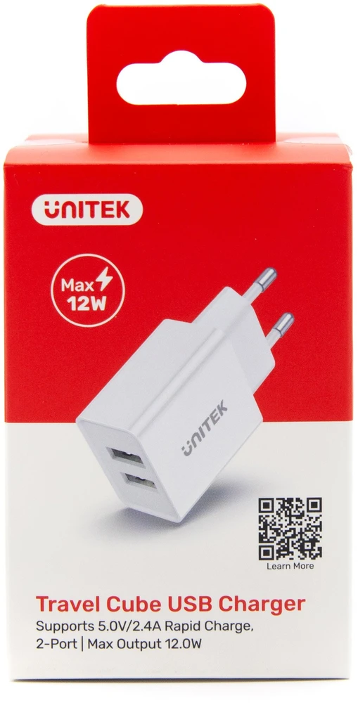 Unitek P1113A-EU - pakrovėjas 2X USB-A,12W, baltas