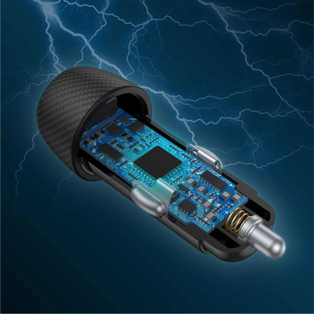 Automobilinis Įkroviklis - Unitek P1400A 38W USB-A USB-C QC 3.0