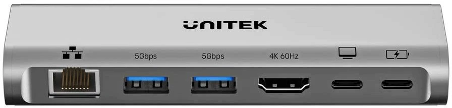 UNITEK STAND WITH HUB USB-C 5W1 PD100W HDMI RJ45