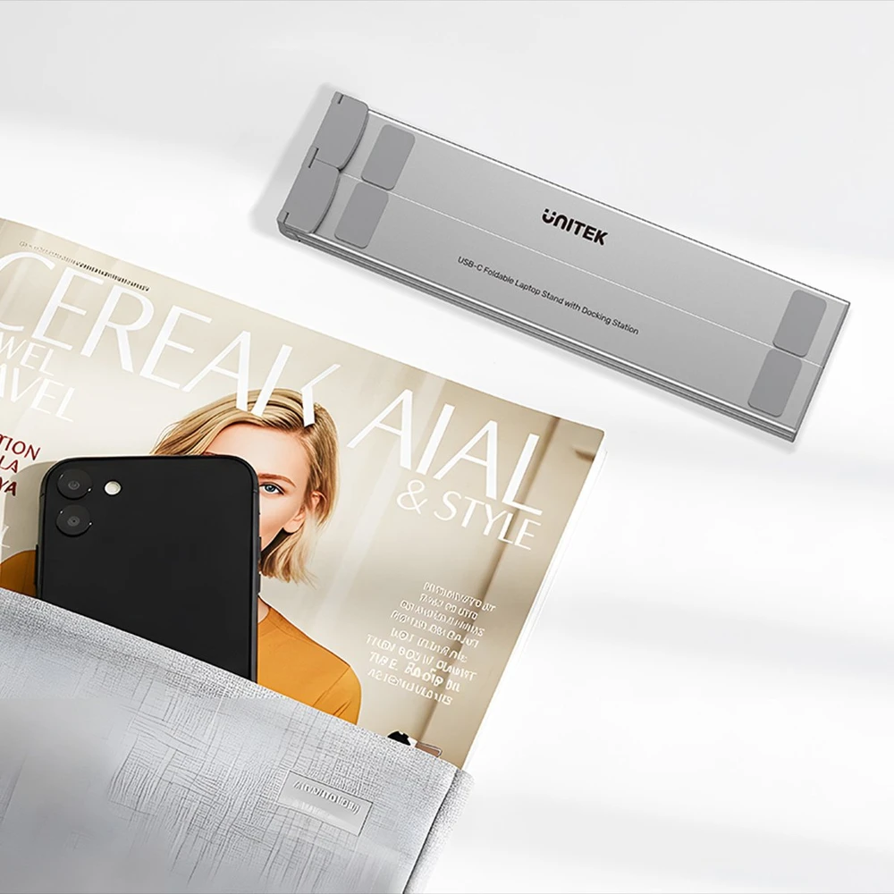 UNITEK D1137AGY01 nešiojamojo kompiuterio prijungimo stotelė / prievadų replikatorius, USB 3.2 Gen 1 (3.1 Gen 1) Type-C Sidabrinis