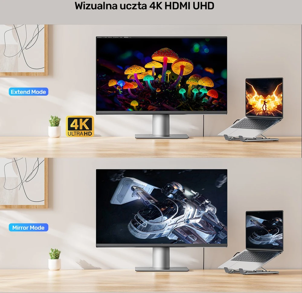 UNITEK D1137AGY01 nešiojamojo kompiuterio prijungimo stotelė / prievadų replikatorius, USB 3.2 Gen 1 (3.1 Gen 1) Type-C Sidabrinis
