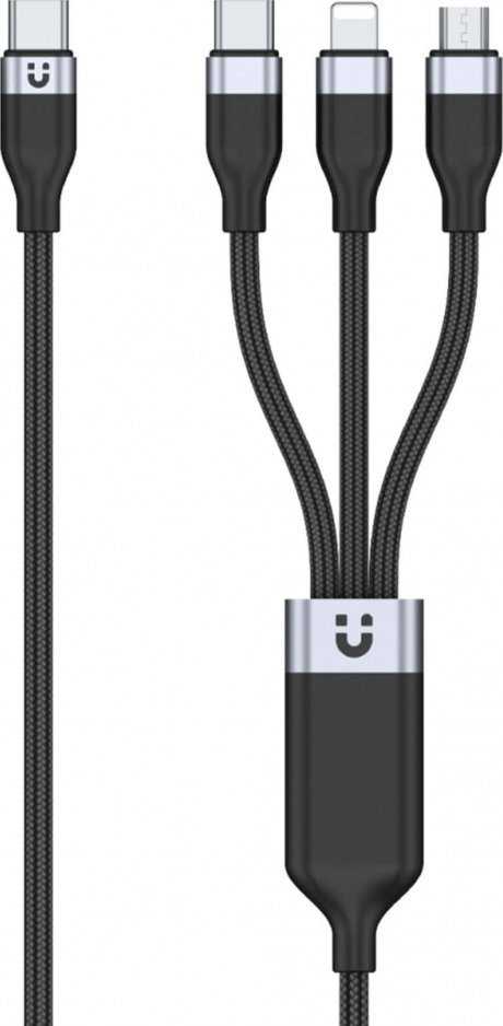 Unitek USB 3 viename įkrovimo laidas juodas