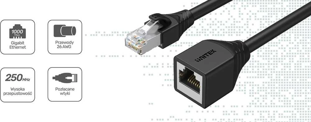 UNITEK Cat 6 STP 8P8C RJ45 Ethernet ilgintuvas M/F 5m C1896BK-5M