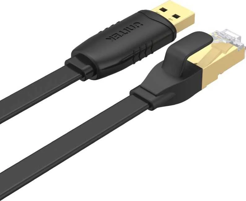 UNITEK Y-SP02001B USB 2.0 į RJ45 konsolės apverčiamas plokščias 1,8 m kabelis