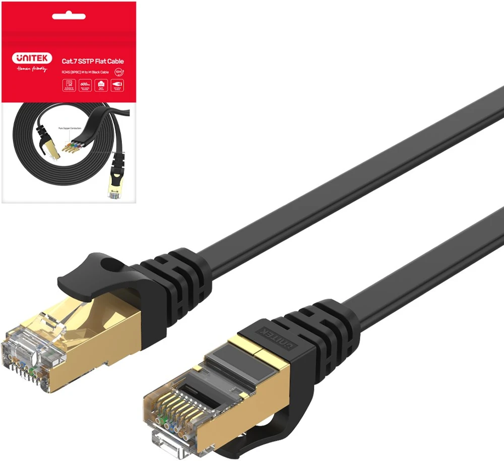 UNITEK C1897BK-3M eterneto kabelis FLAT CAT 7 UTP Ethernet 3m