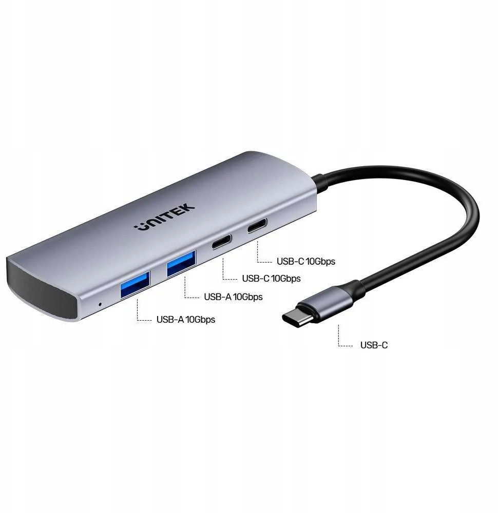 Unitek šakotuvas 4w1 USB-C 10 Gbps, 2x USB-A ir 2x USB-C H1112DGY01
