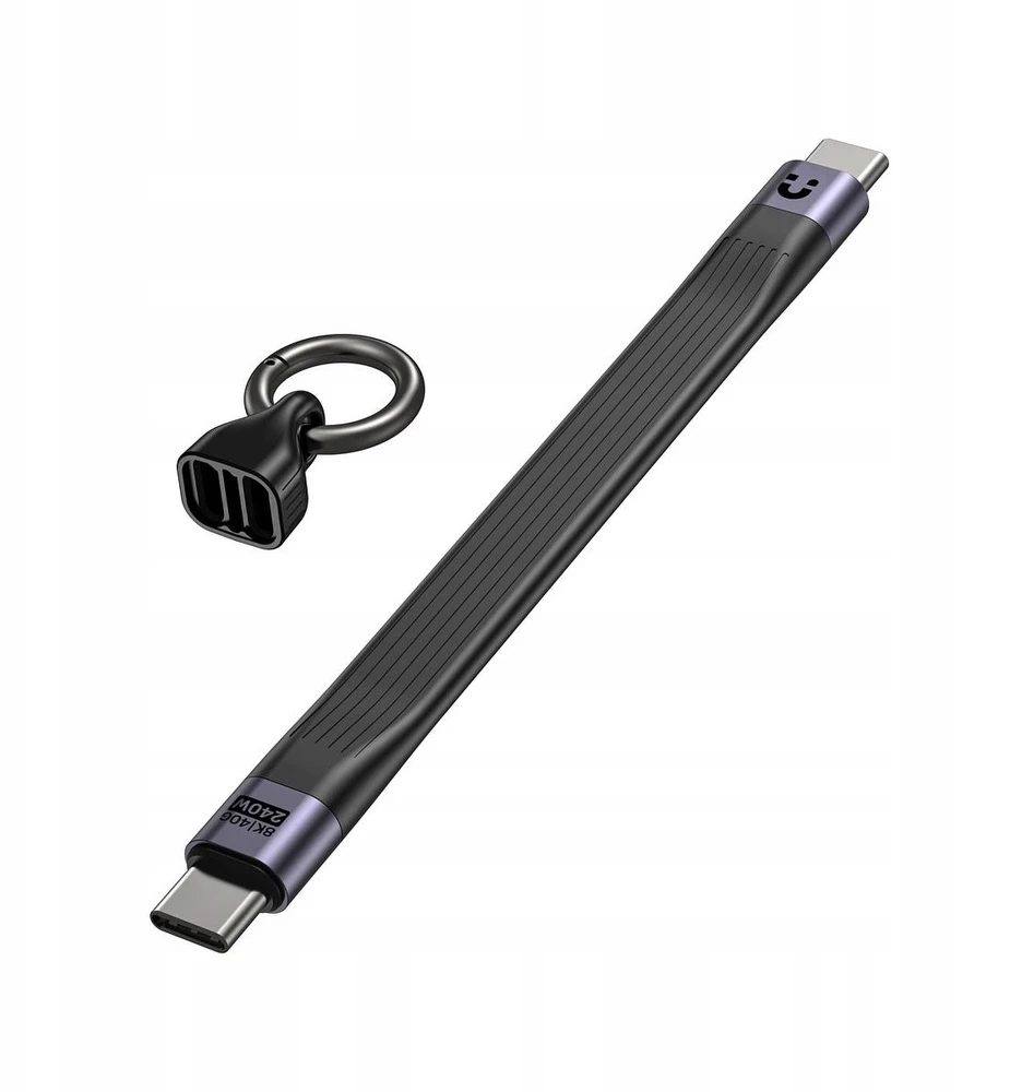 „Unitek“ USB-C kabelis raktų pakabuko pavidalu | USB4 | 40 Gb/s | 240W PD 8K | 13 cm, juodas