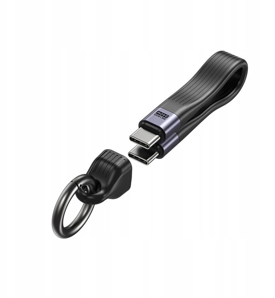 „Unitek“ USB-C kabelis raktų pakabuko pavidalu | USB4 | 40 Gb/s | 240W PD 8K | 13 cm, juodas