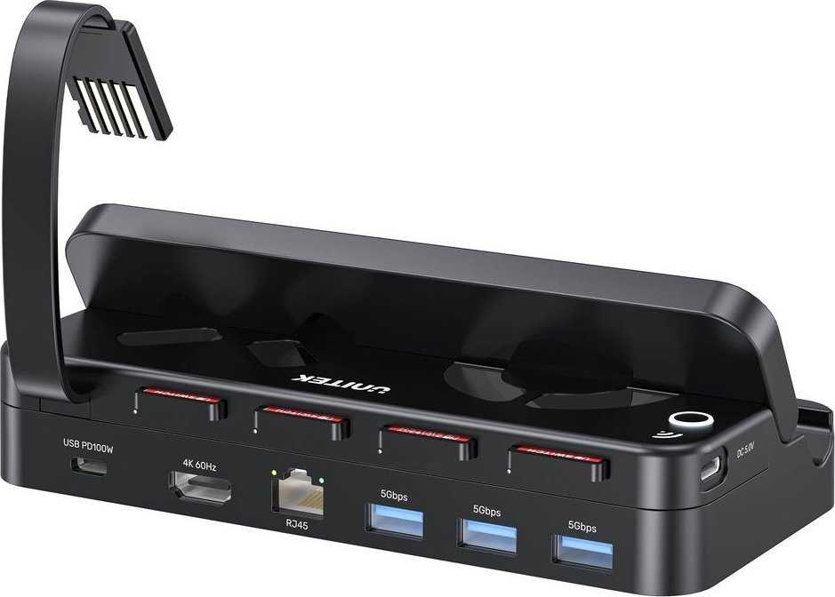 Unitek Doko stotelė do Nintendo Switch, PD 100W, HDMI 4K, RJ-45, czytnik kart (G1002G01)
