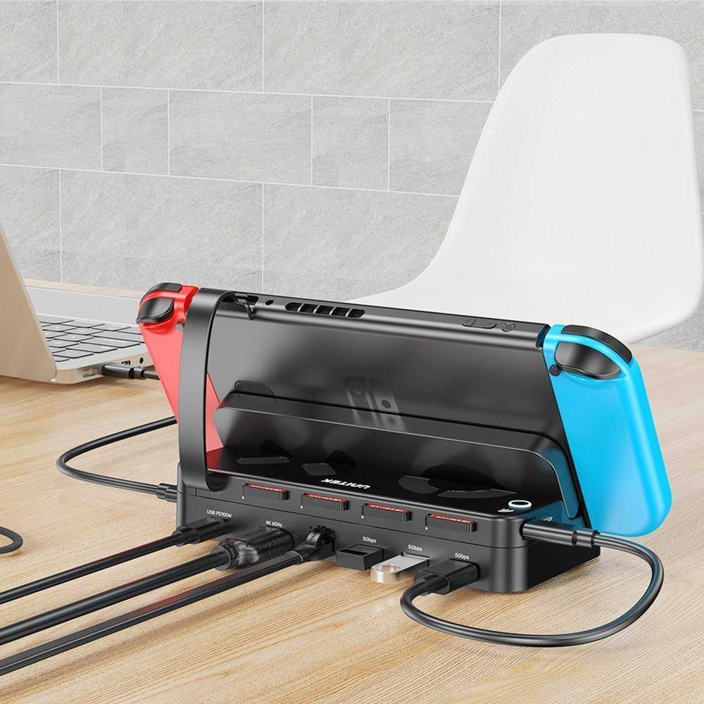 Unitek Doko stotelė do Nintendo Switch, PD 100W, HDMI 4K, RJ-45, czytnik kart (G1002G01)