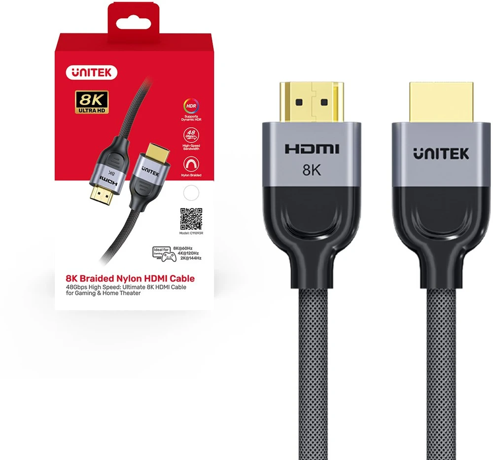 UNITEK 8K Braided Nylon 1M HDMI cable HDMI Type A (Standard) Pilkas