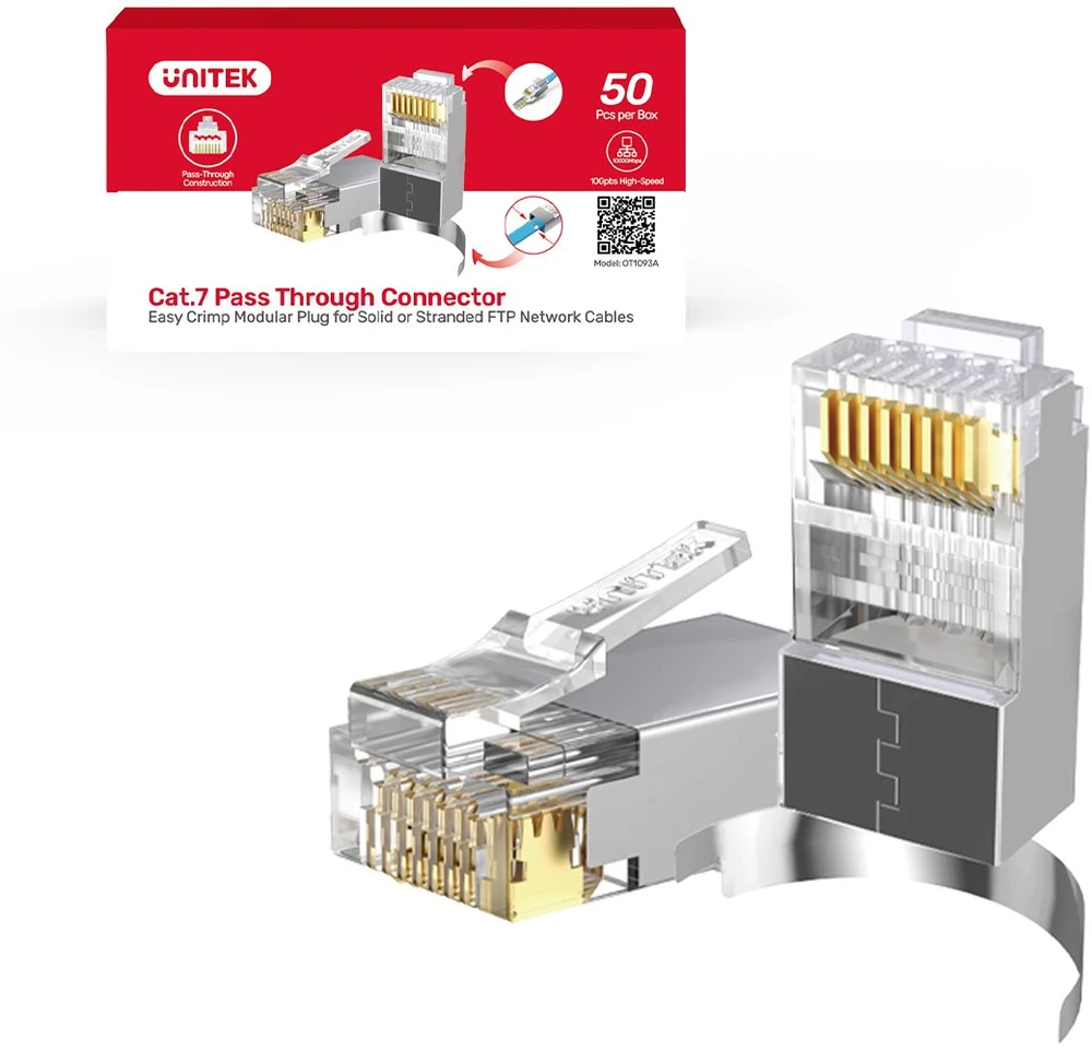 Unitek Wtyk modulinis perėjimo RJ45 kat. 7, 50 vnt.