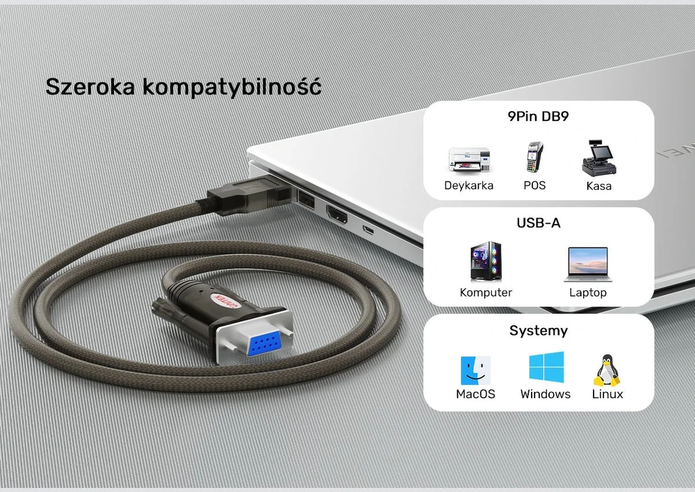 KONVERTERIS Y-1105D01 USB-A / RS232 - DB9 UNITEK