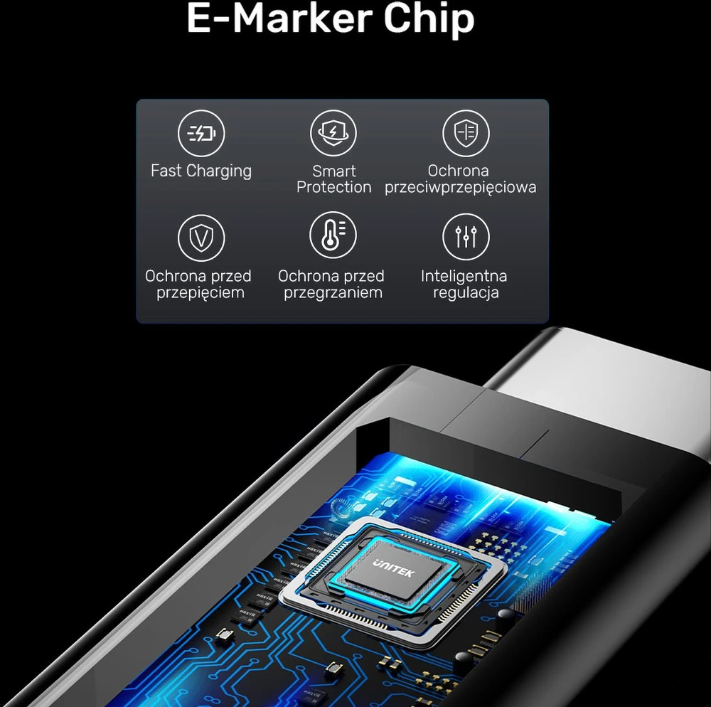 Unitek USB-C 4.0 PD 100W 40 Gbps 8K 2 m kabelis
