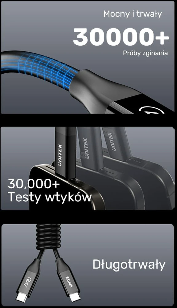 Unitek USB-C 4.0 PD 100W 40 Gbps 8K 2 m kabelis