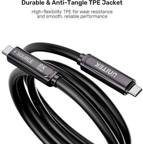 „Unitek“ optinis kabelis USB-C | 10 Gbps | PD60W | 8K@30 Hz | juodas, 15 m