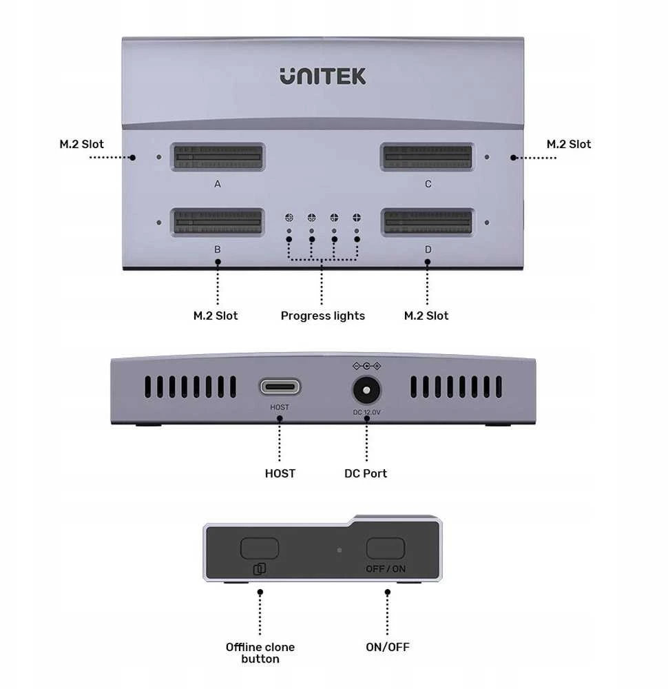„Unitek“ prijungimo stotelė USB4 4 lizdų M.2 SSD