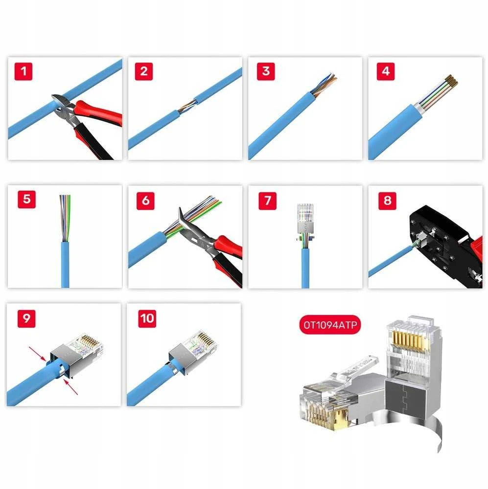 Unitek Wtyk modulinis perėjimo RJ45 Cat. 7, 50 vnt. OT1094ATP01