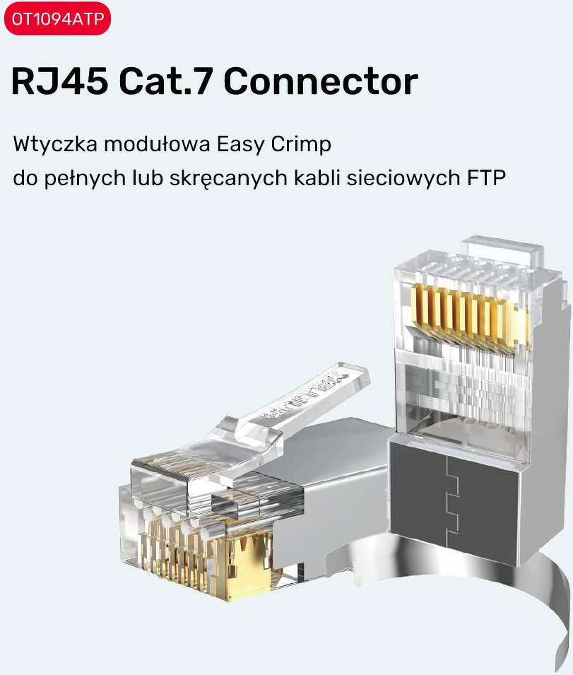 Unitek Wtyk modulinis perėjimo RJ45 Cat. 7, 50 vnt. OT1094ATP01