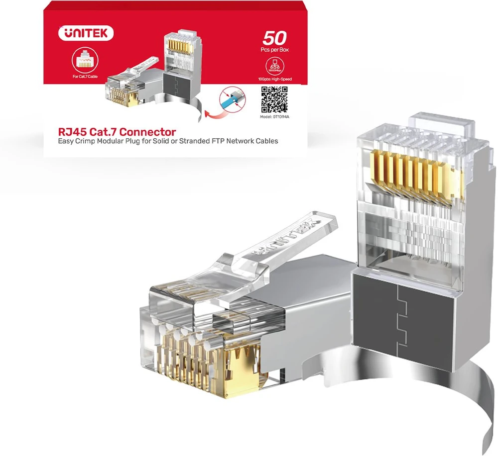 Unitek Wtyk modulinis perėjimo RJ45 Cat. 7, 50 vnt. OT1094ATP01
