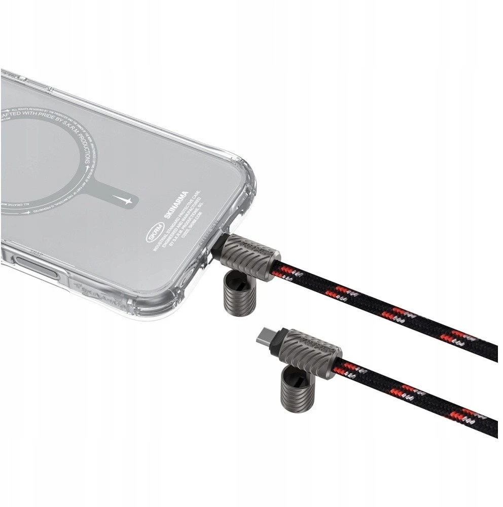 Universal phone lanyard kabelis 2in1 Skinarma Dyno Ve USB-C/USB-C juodos spalvos
