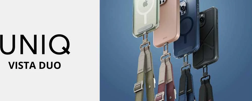 UNIQ Vista universalus telefono dirželis 2in1, anglies spalvos gintaro spalvos